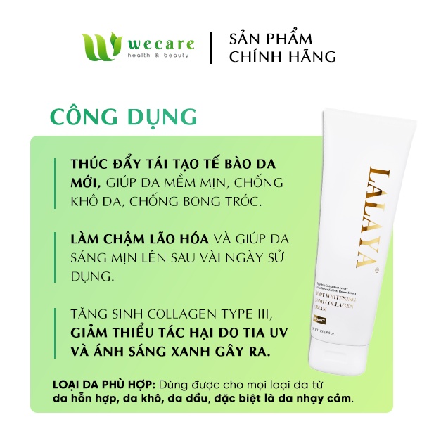 Kem Dưỡng Trắng Toàn Thân – Dưỡng Ẩm – Chống Nắng SPF30/PA+++ LALAYA 250g