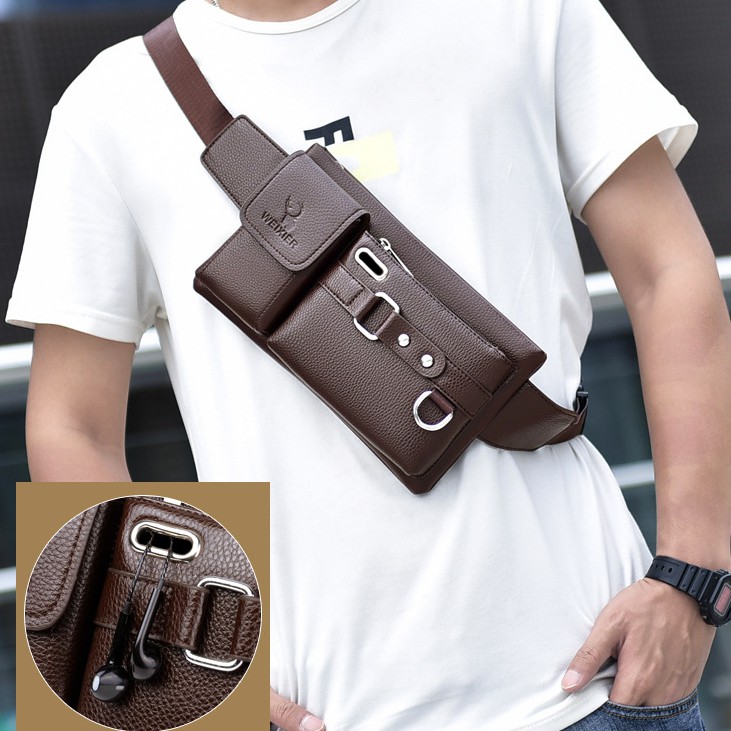 [HÀNG MỚI 2020] Túi đeo nam nữ thời trang hàn quốc kiểu dáng giữ form chống móp méo - có cổng luồn dây tai nghe