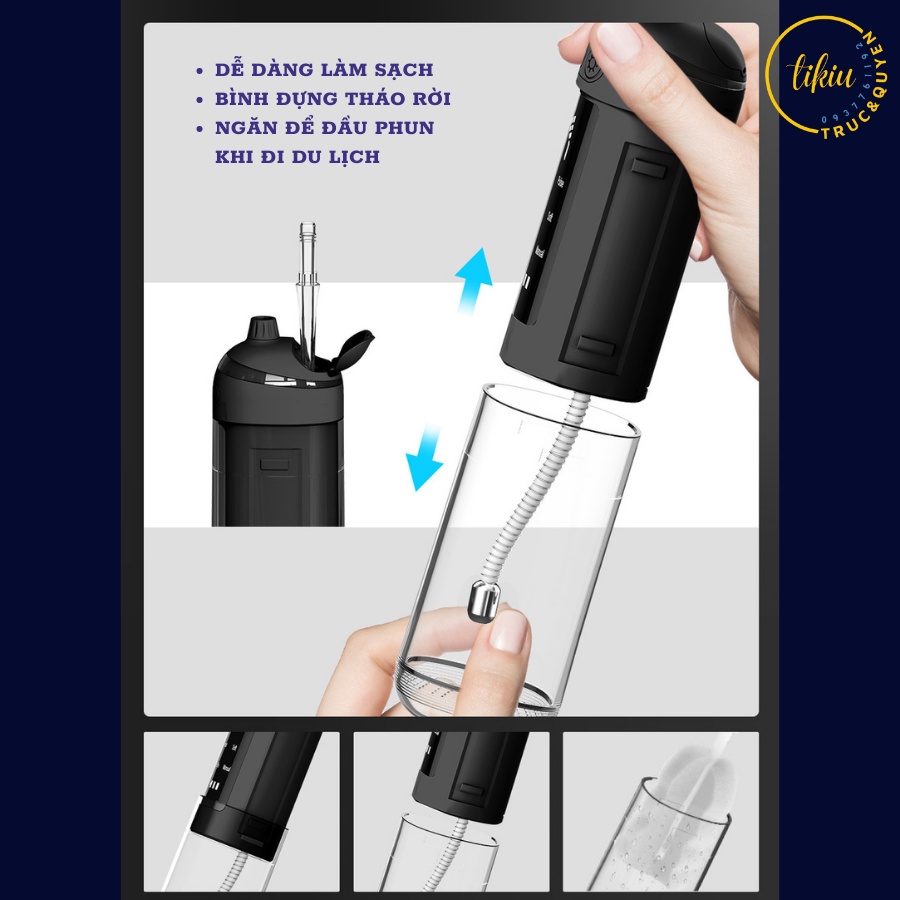 Máy Tăm Nước Mèo Máy TIKIU IPX7 RoHS L13 Chống Thấm Nước Kèm Dây Sạc, 4 Đầu Xịt Và Túi Vải Cao Cấp