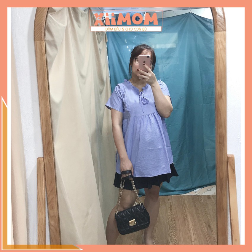 Áo bầu - áo bầu công sở đẹp chất đũi hàn freesize cho mẹ bầu tới 70kg - Xiimom
