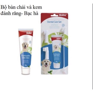 Bộ kem đánh răng Bioline cho cún yêu { mùi bạc hà }