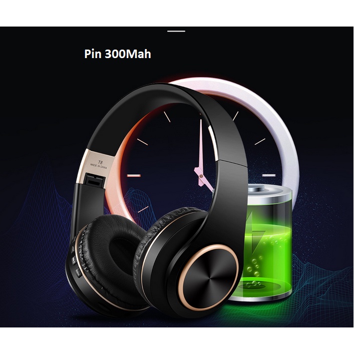 Tai nghe bluetooth 5.0 chụp tai loại cao cấp âm thanh siêu trầm có mic đàm thoại có thể gấp gọn đa năng tiện dụng