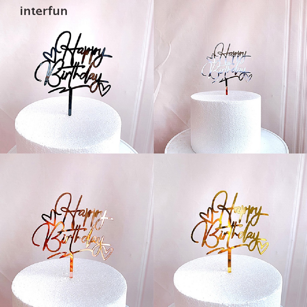 Que Cắm Trang Trí Bánh Kem Chữ Happy Birthday Bằng Acrylic