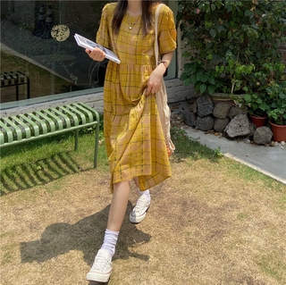 Đầm dáng rộng kẻ sọc caro thời trang mùa hè mới 42871
