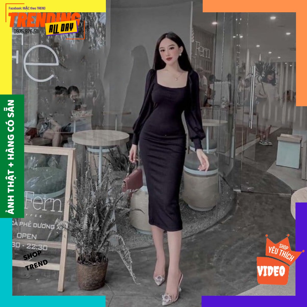 Đầm Body Dài Tay, Tôn Dáng, Mặc là auto xinh. 3 Màu Đỏ, Đen, Hồng. | BigBuy360 - bigbuy360.vn