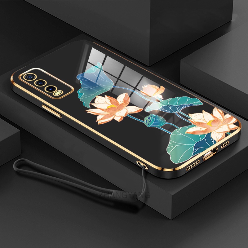 ốp lưng vivo y20i y20 y12s y12a y20s ốp điện thoại vivo y20i y20 y12s y12a y20s Ốp Điện Thoại TPU Dẻo Mạ Màu Họa Tiết Hoa Sen Sang Trọng