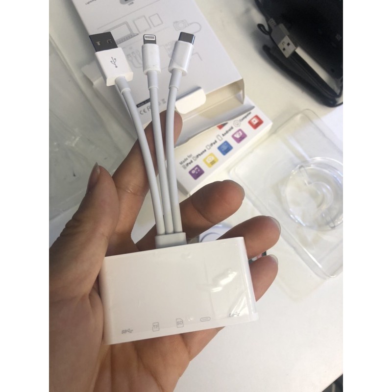 Đầu đọc thẻ nhớ SD OTG kiêm đầu chuyển đổi usb cho iphone type c đa năng nhận bản mới nhất