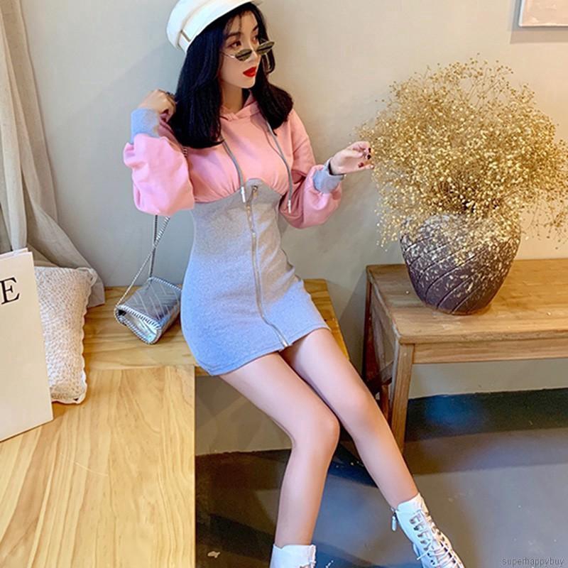 Đầm hoodie dài tay phong cách Hàn Quốc dành cho nữ