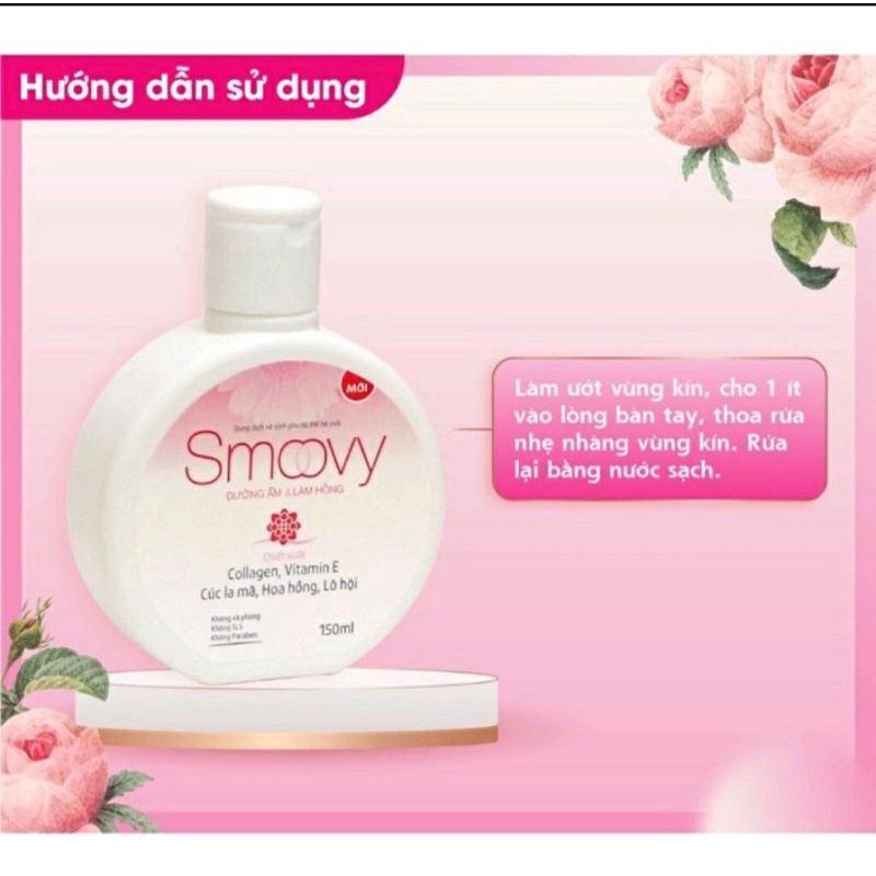 Dung dịch vệ sinh phụ nữ Smoovy dưỡng ẩm làm hồng giảm ngứa ngăn mùi Hàng Nhập Chính Hãng