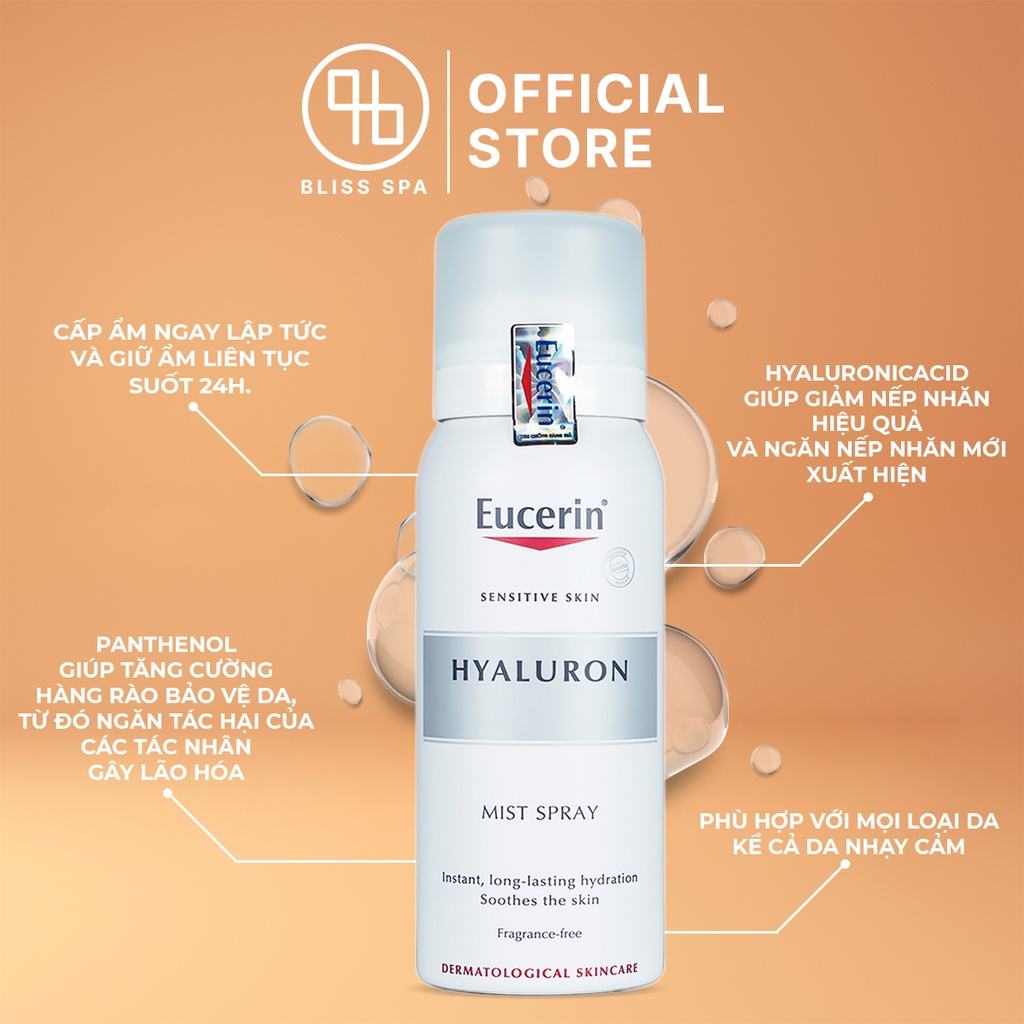 Xịt Khoáng Dưỡng Da Mặt EUCERIN Chống Lão Hóa Cấp Ẩm Hyaluron Mist Spray 50ml, 150ml - Bliss Spa