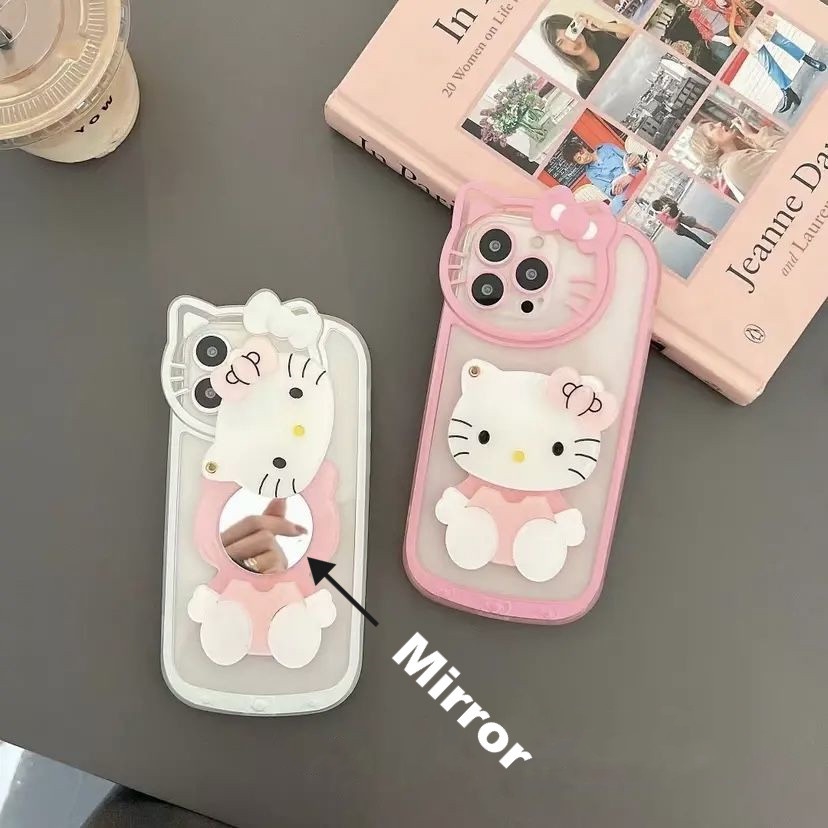 Ốp Điện Thoại Mềm Chống Sốc Có Gương Hình Hello Kitty Cho iPhone 13 Pro max 13Pro 13 12Pro max 12 Pro 11 Pro max 11 XS XR XSMAX