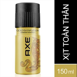 Xịt khử mùi AXE Gold Temptation hương gỗ chai 150ml Mầu Vàng