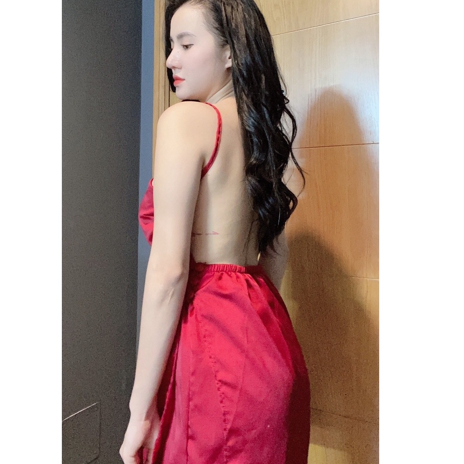 Đồ ngủ sexy / Set bộ 2 dây áo form dài có mút ngực, chất liệu SATIN cao cấp loại 1, mềm mịn mát, freesize dưới 65kg Sexy | BigBuy360 - bigbuy360.vn
