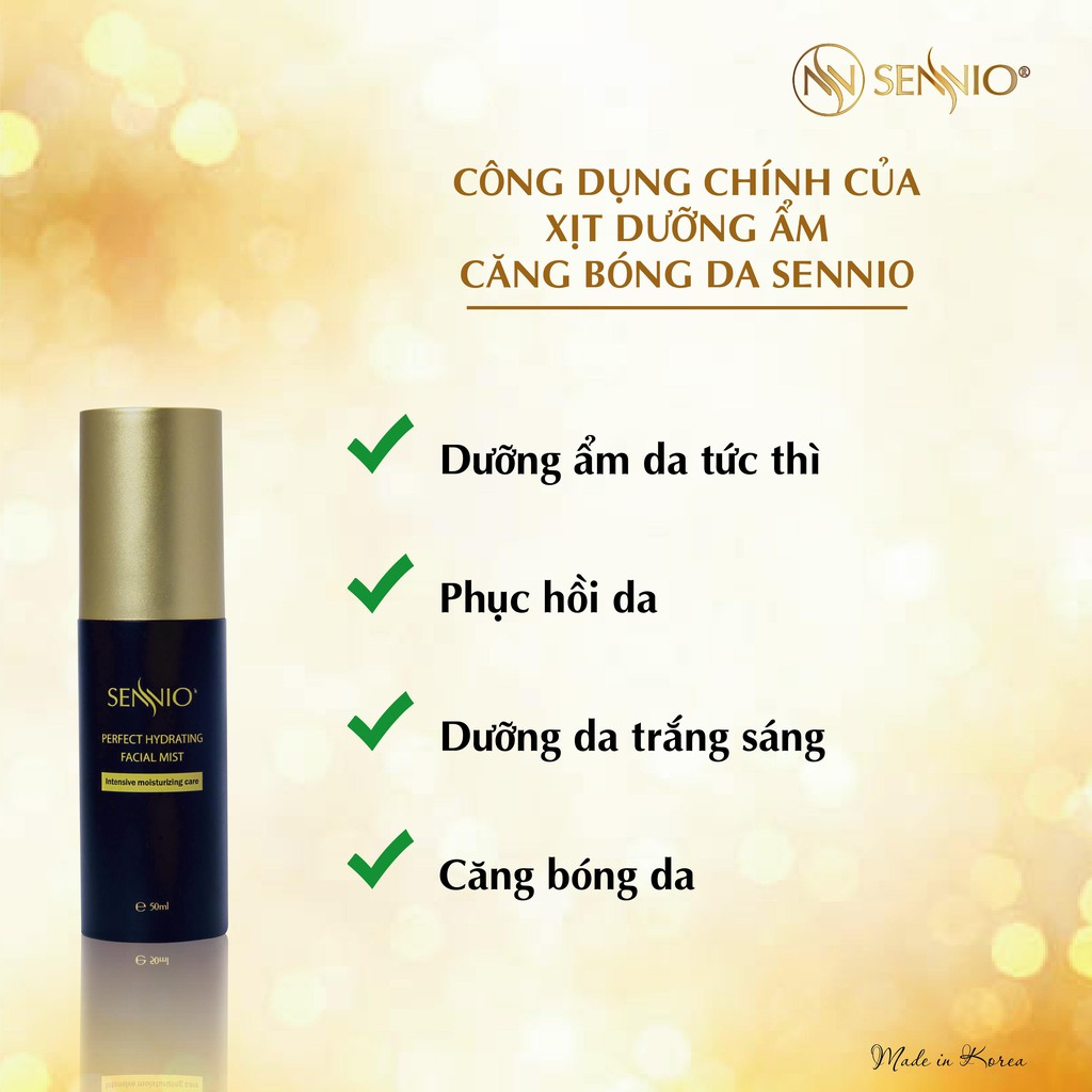 [HÀNG NHẬP KHẨU] Xịt Dưỡng Ẩm Căng Bóng Da Sennio Perfect Hydrating Facial Mist