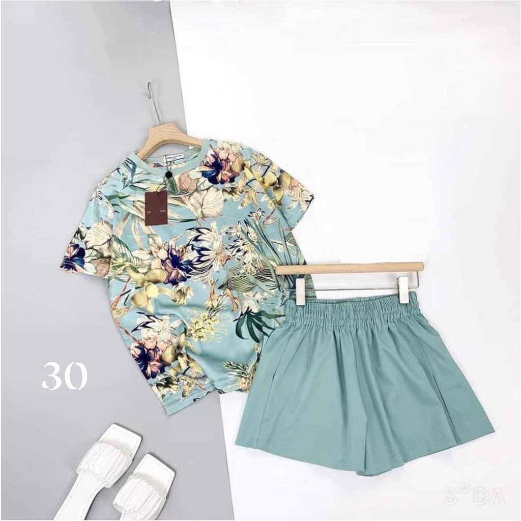 Đồ bộ mặc ở nhà nữ bigsize KONI Set bộ nữ dễ thương áo lụa quần đùi đẹp từ 45-67kg thời trang K19 .