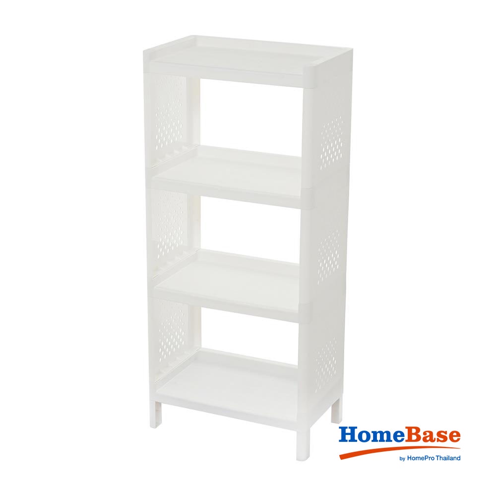 HomeBase STACKO Giá đựng đồ 4 ngăn bằng nhựa Thái Lan MONO 48X30X107cm màu trắng