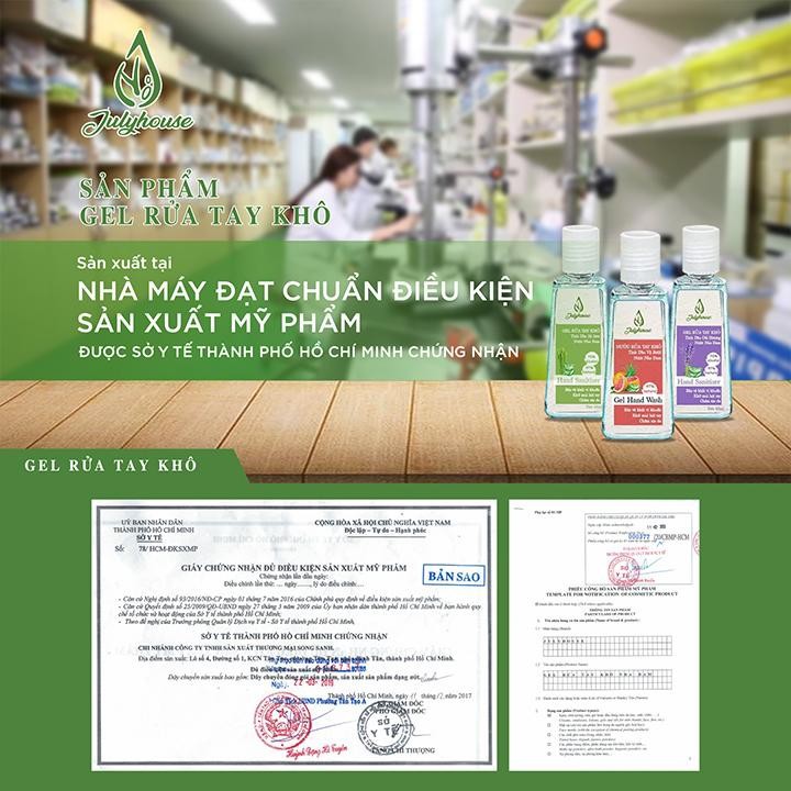 Gel rửa tay khô tinh dầu Bưởi Chùm và Nha Đam 100ml JULYHOUSE - Hàng Chính Hãng