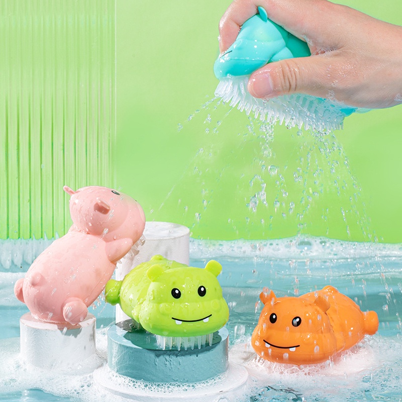 Lược Silicon Tắm Gội Massage Cho Bé Hình Con Hà Mã Siêu Đáng Yêu
