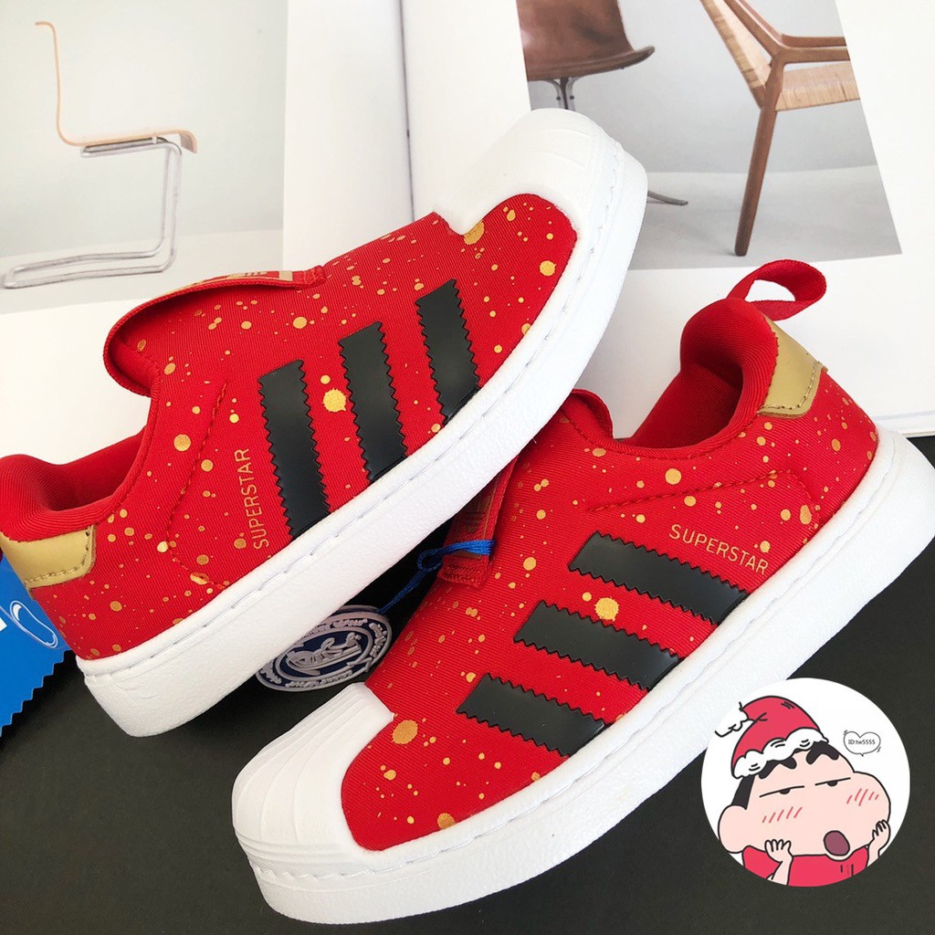 Giày Thể Thao Adidas Chính Hãng Đế Mềm Họa Tiết Graffiti Màu Đỏ Hồng Giáng Sinh Cho Bé Trai Và Bé Gái