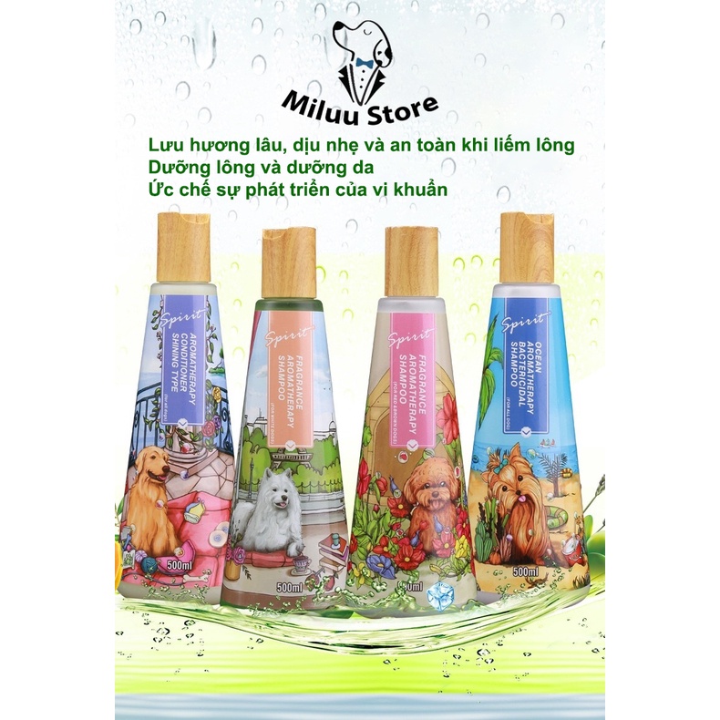 [Mã PET50K giảm Giảm 10% - Tối đa 50K đơn từ 250K] Sữa tắm cho chó SPIRIT nắp gỗ 500ml - Sữa tắm chó hương nước hoa