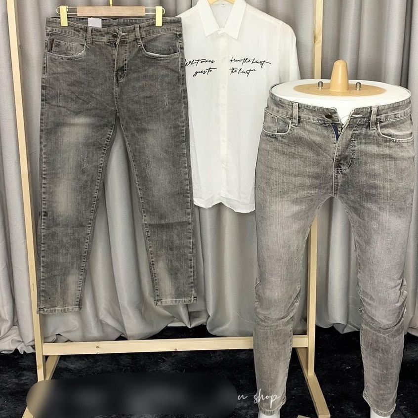 Quần jean nam xám trơn chất bò cao cấp co dãn 4 chiều đẹp from dáng skinny mẫu mới thời trang cao cấp beautiulgilr T61