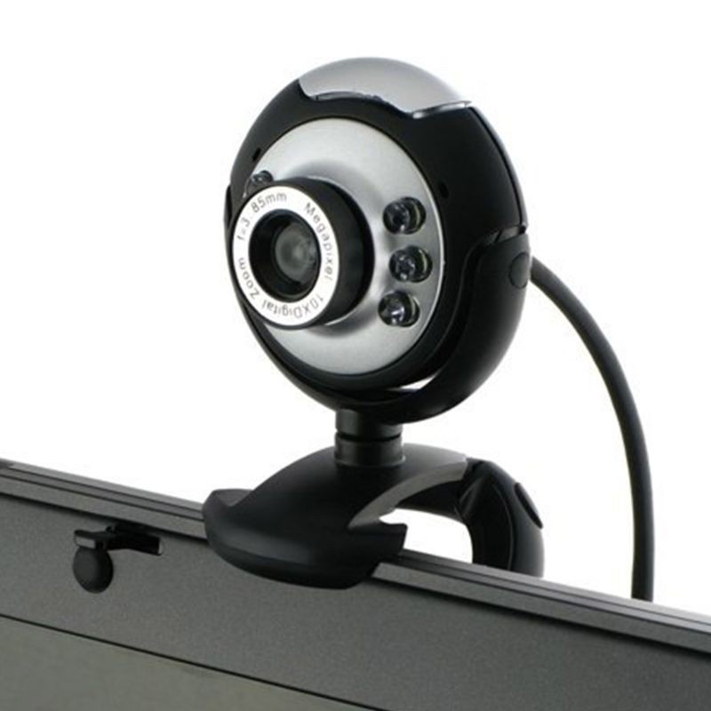 Webcam dạng kẹp kèm sáu đèn sử dụng được ban đêm cho máy tính laptop tại nhà