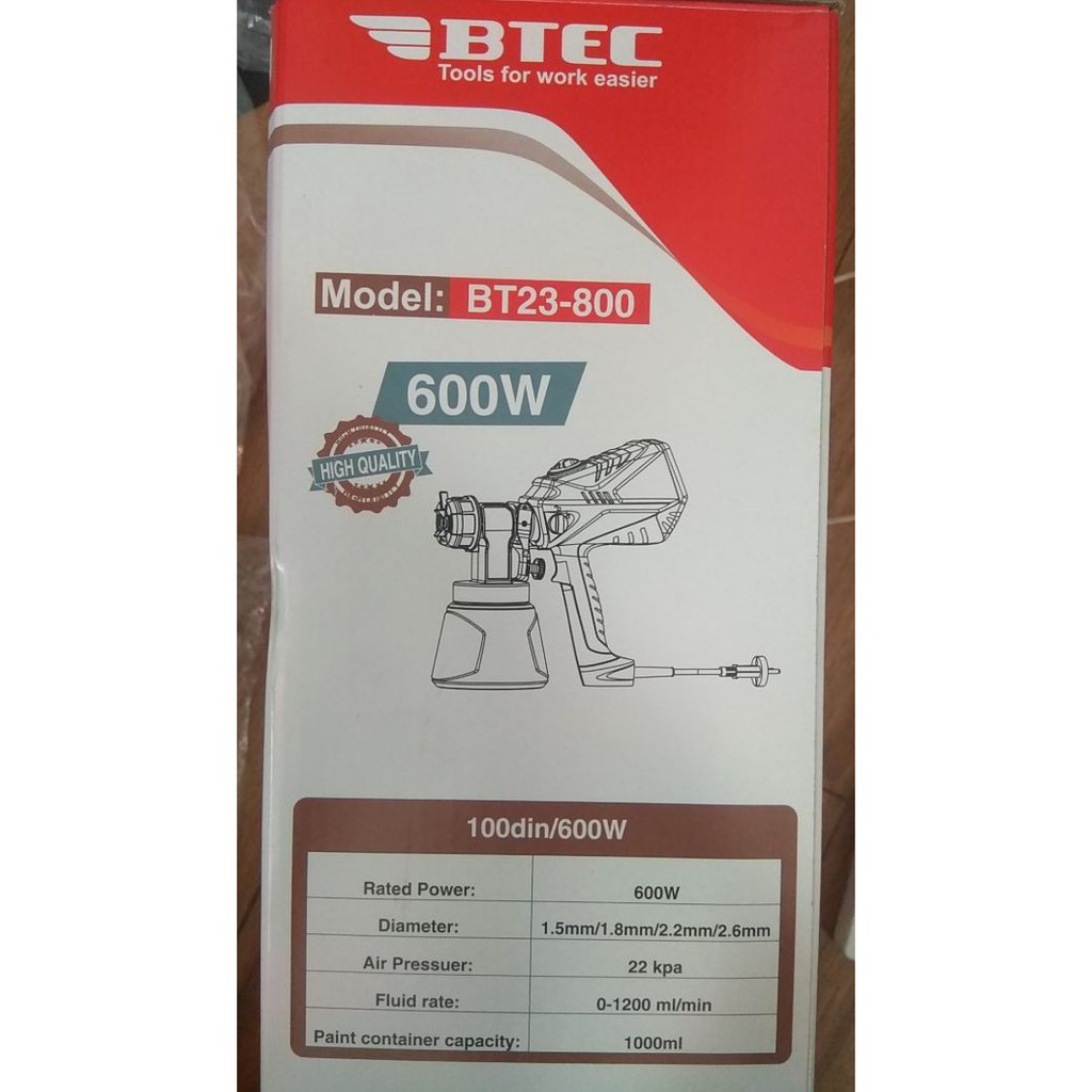 MÁY PHUN SƠN ĐIỆN CẦM TAY 600W - 4 BÉC PHUN BTEC BT23-800 - HÀNG CHÍNH HÃNG