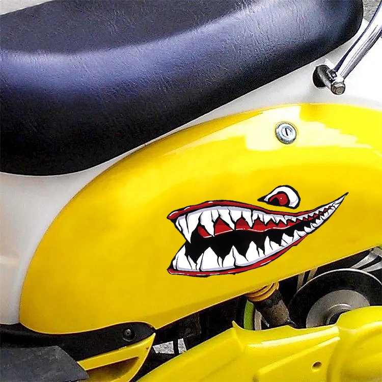 &quot;Shark Mouth&quot; Sticker Phản quang Xe máy Xe tay ga bên Decal Dán trang trí vui nhộn