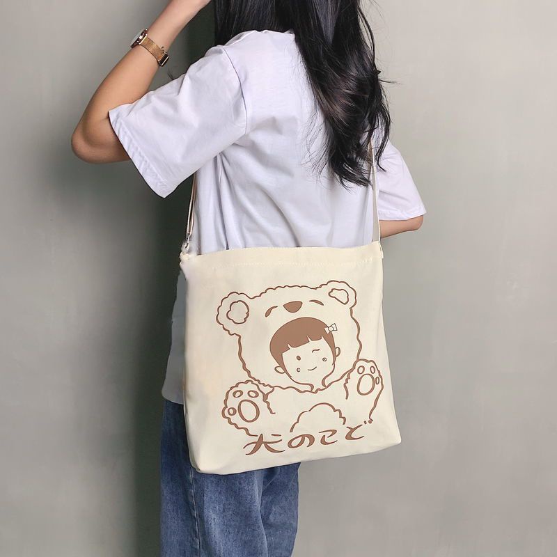 Túi Đeo Chéo Vải Canvas Phong Cách Hàn Quốc Đơn Giản Thời Trang Mới Cho Nữ