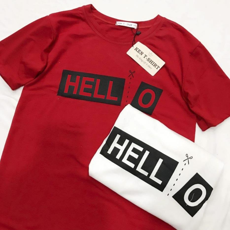 ÁO THUN HELLO ĐỎ TRẮNG