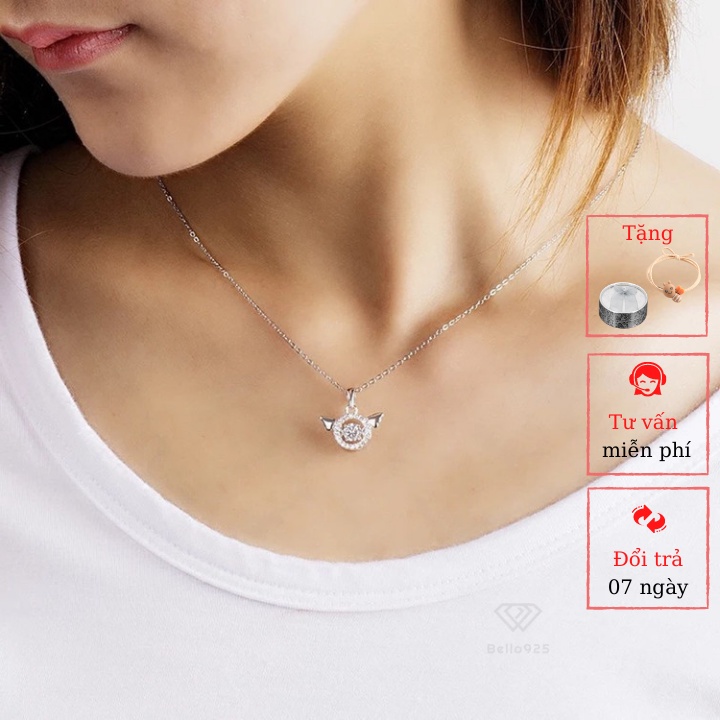 Dây chuyền bạc 925 mặt hình đôi cánh thiên thần hàng hộp sang trọng vòng cổ Bella925 3211