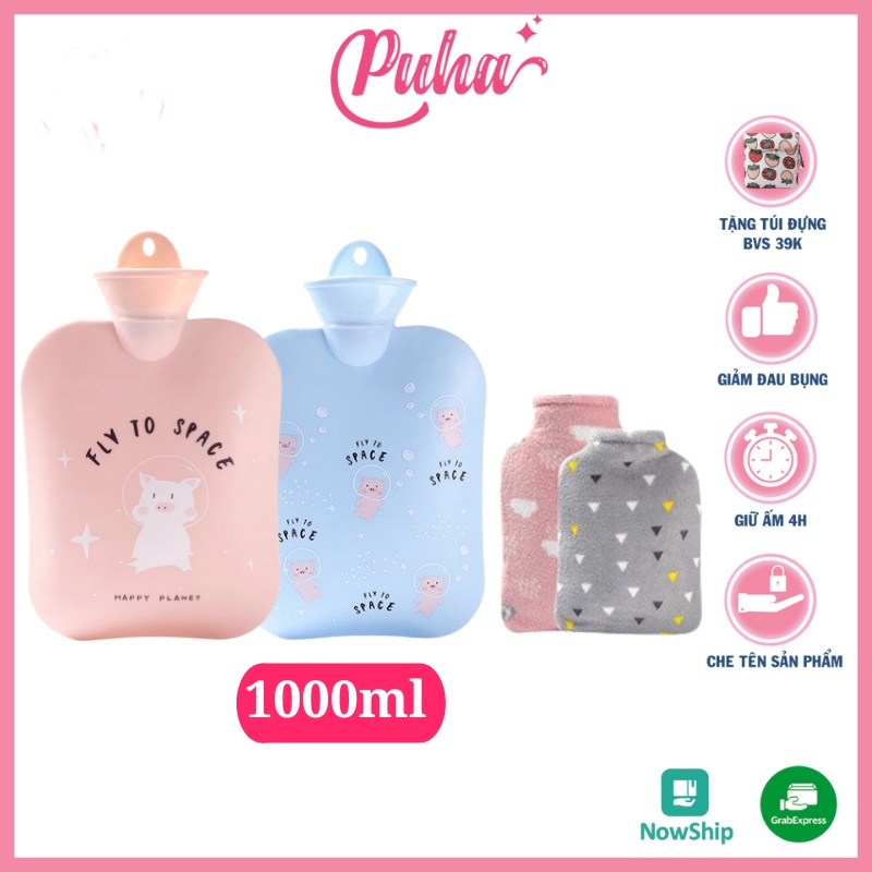 Túi chườm nóng lạnh đa năng 1300ml Puha, sưởi ấm bụng kinh, túi sưởi ấm puha nhiều mẫu