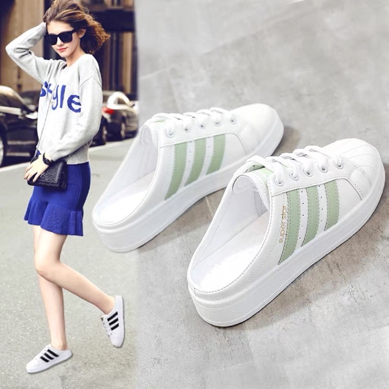 Giày thể thao dẫm gót mũi tròn kiểu vỏ sò kiểu dáng năng động, trẻ trung, thời trang dành cho nữ