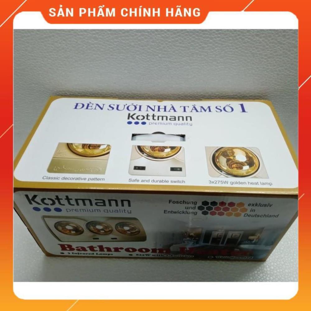 [Hỏa tốc 1 giờ] [RẺ VÔ ĐỊCH] Đèn sưởi 3 bóng Kottmann màu vàng K3B-Q - Hàng cao cấp chính hãng Huy Anh