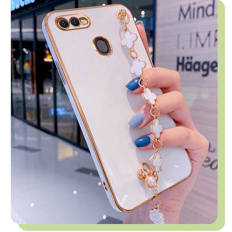 Ốp điện thoại KOOSUK mềm mạ có dây đeo tay thời trang cho Oppo a5s a7 a11k a12 f9 pro ax7 ax5s a7x