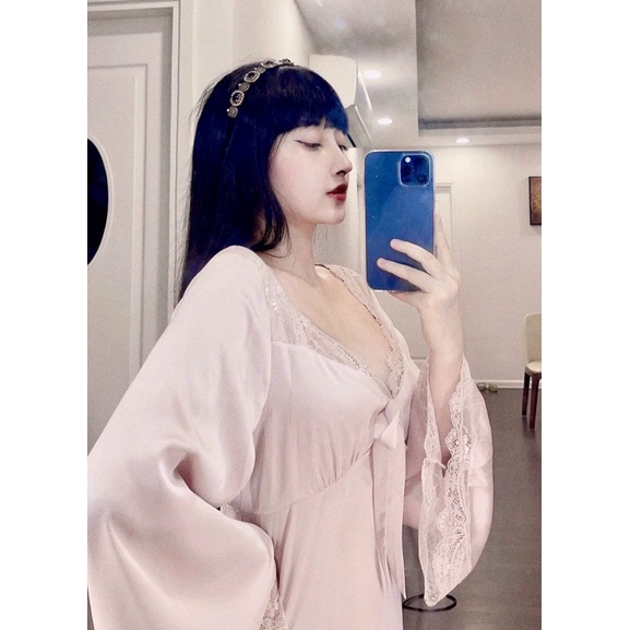 VÁY LỤA NUDE DÁNG DÀI XINH