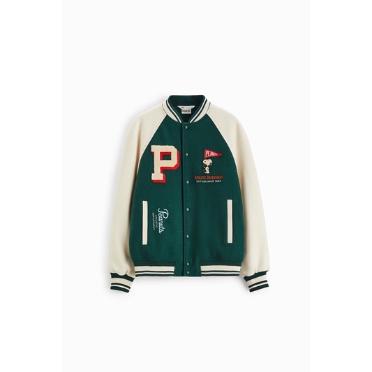 Order áo khoác auth tuồn ZARA của nam Áo khoác bomber phối vải có các miếng đáp trang trí hoạ tiết