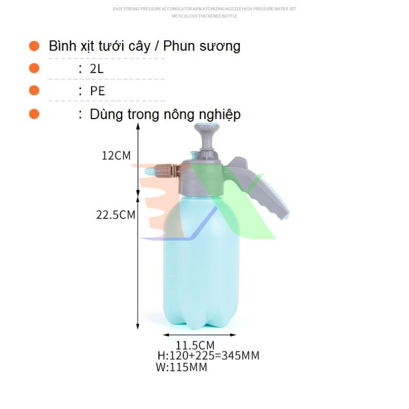 Bình xịt tưới cây 2 lit TVC-2L, Bình tưới phun sương, Phun thuốc Sâu, Muỗi, Mối