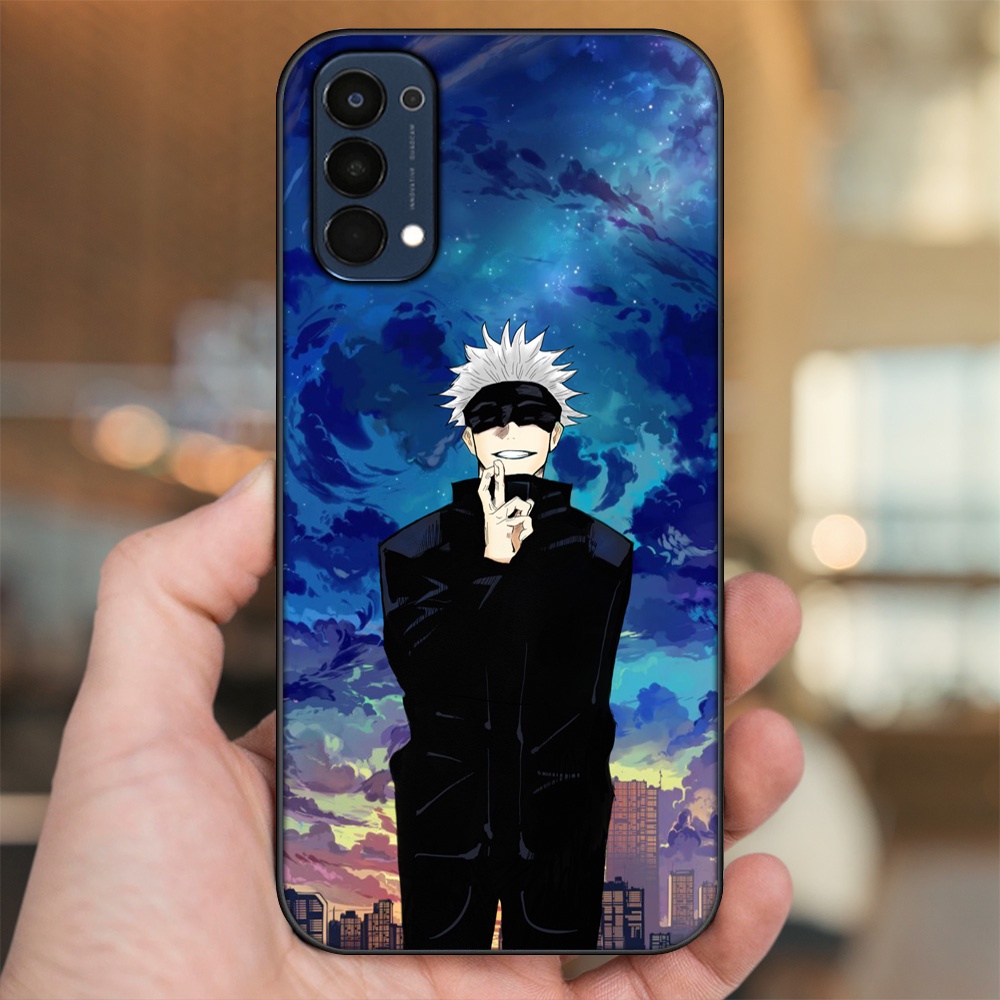 Ốp lưng Oppo Reno 4 viền đen in hình Satoru Jujutsu Kaisen