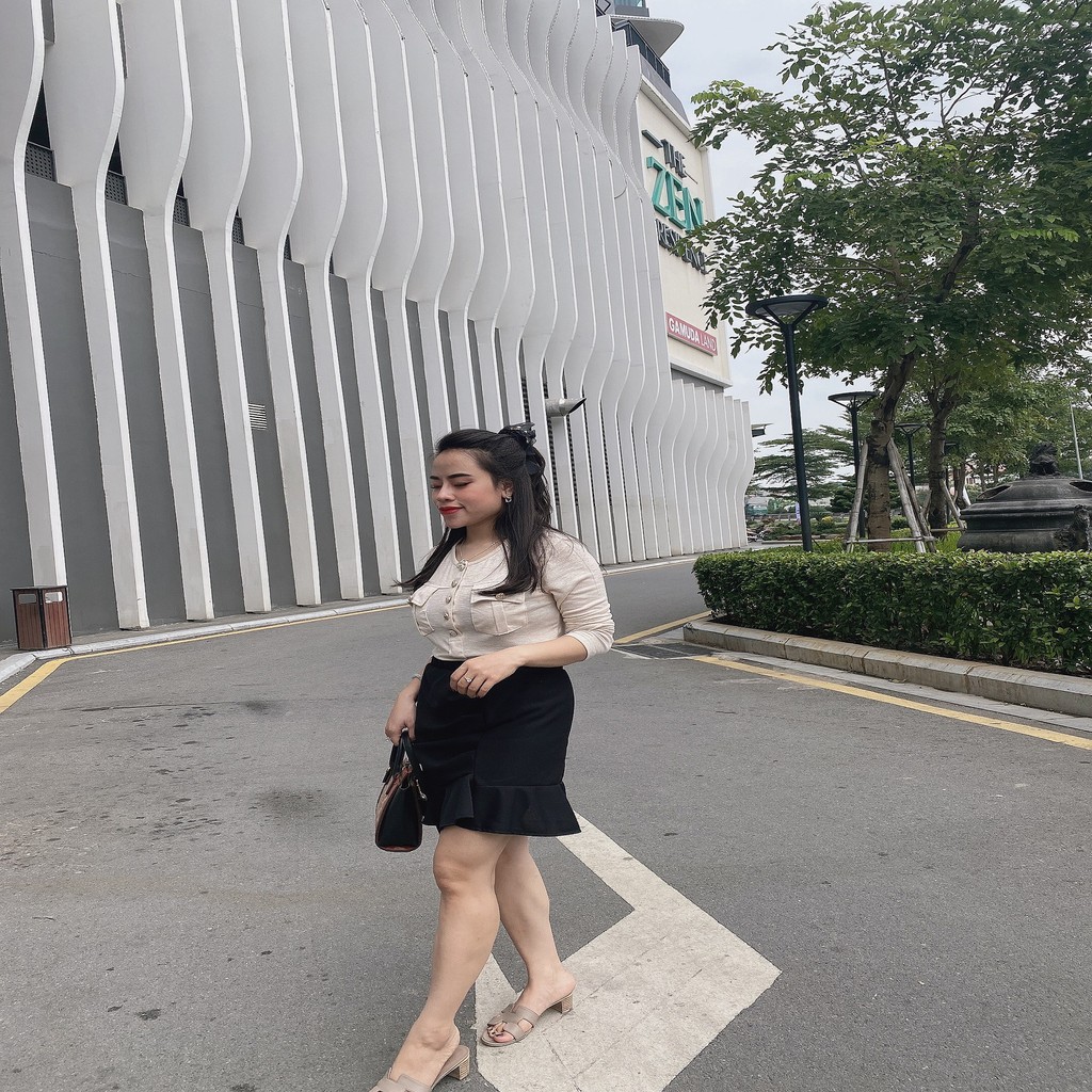 Chân váy đuôi cá nhún bèo nữ cao cấp dáng ngắn có quần lót trong bigsize từ 60-85kg | BigBuy360 - bigbuy360.vn