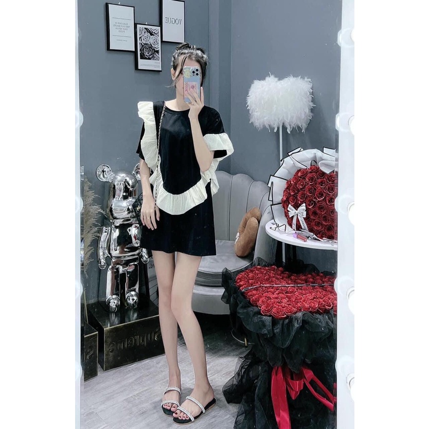 Áo Babydoll phối viền nữ thun tăm Form rộng giấu quần bánh bèo Tiểu Thư Ulzzang Vintage Hottrend Áo kiểu Nữ