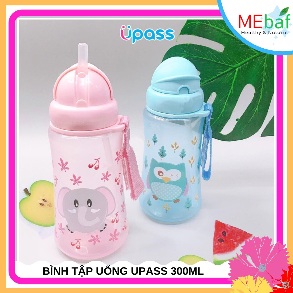 Bình tập uống nước 300ml Upass cho bé, có ống hút tiện lợi Bình tập uống upass UP0090N