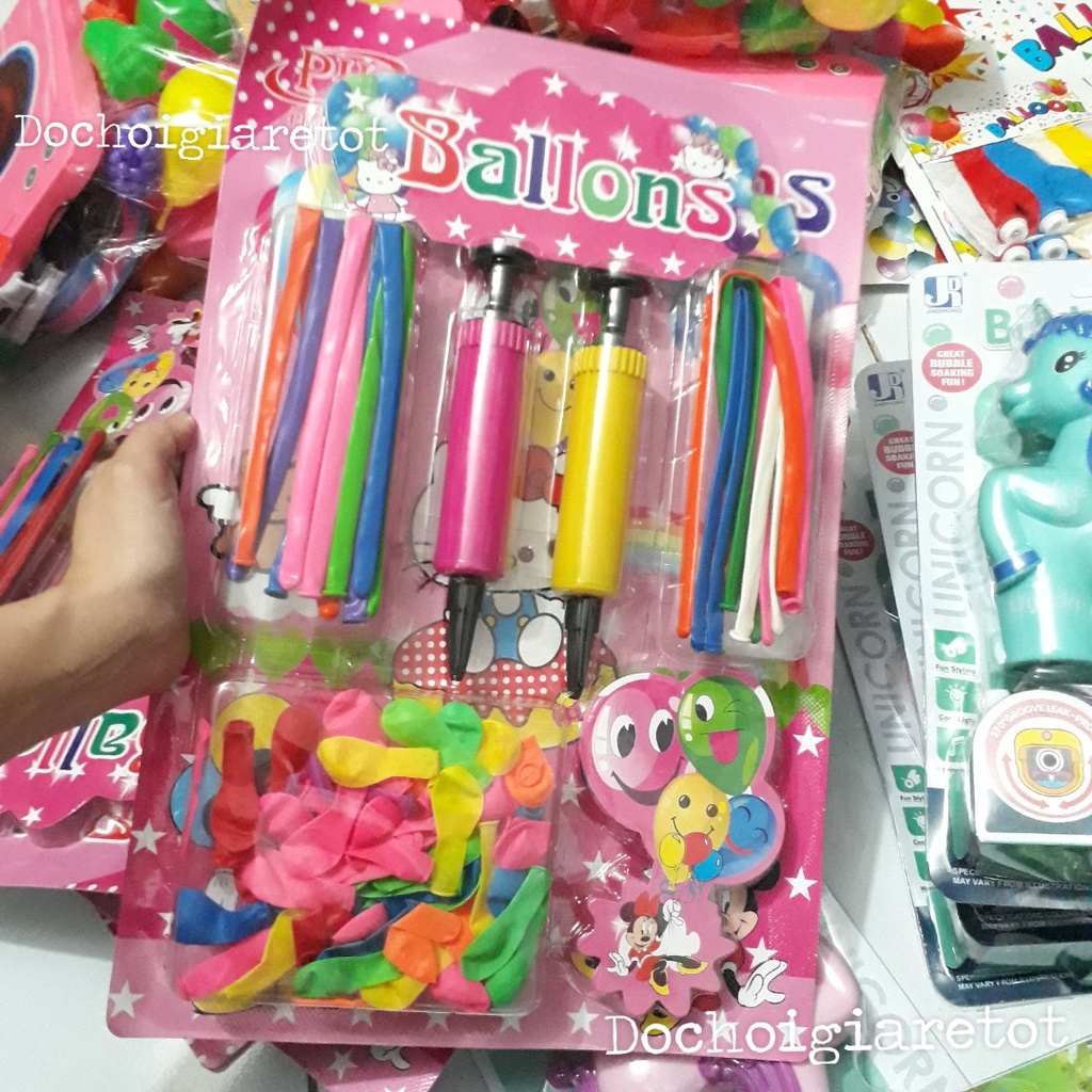 Vỉ Đồ Chơi Bong Bóng Balloon Dài Tạo Hình Nghệ Thuật Tặng Kèm Dụng Cụ Bơm Dành Cho Bé Con