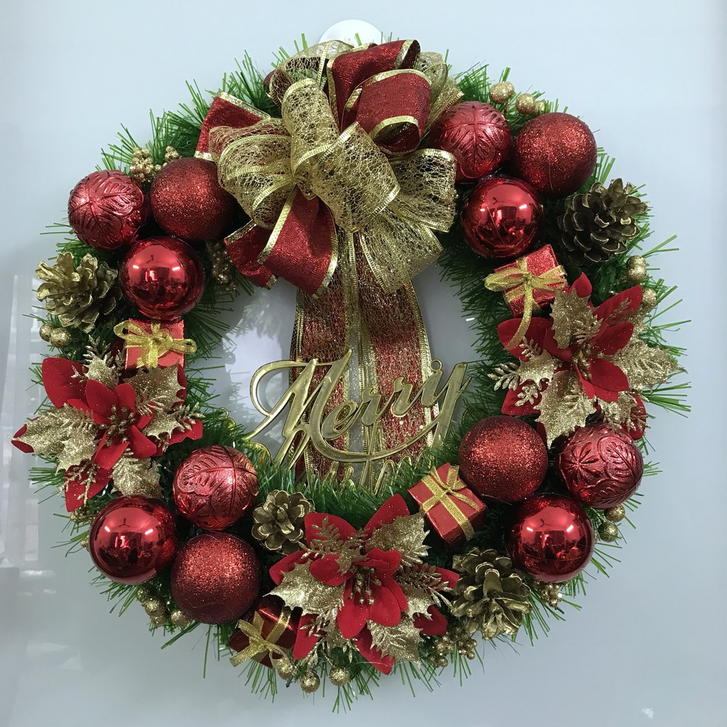 Vòng Nguyệt Quế Trang Trí Noel -Giáng Sinh Cao Cấp Khung Thép