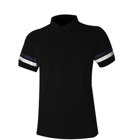 Áo polo owen màu đen kẻ trắng ở tay body fit vải cotton APV220299-A