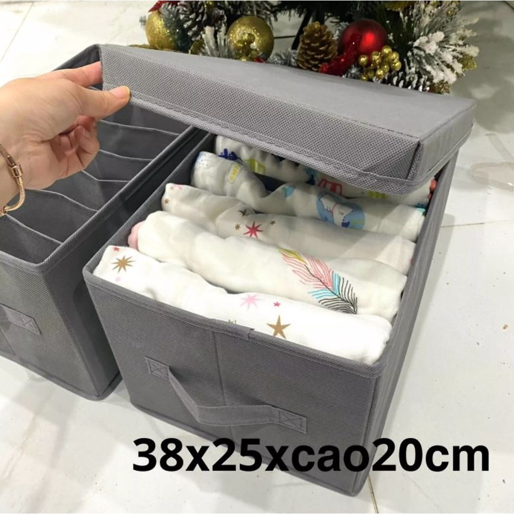Hộp vải đựng trang phục chia 7 ngăn sắp xếp quần áo, đồ lót có thể gập lại tiện dụng cho hộ gia đình miDoctor