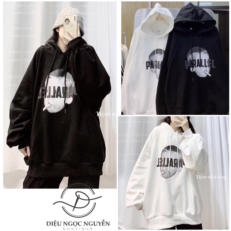 Áo Hoodie Nỉ Có Mũ Form Rộng Cậu hai Màu ĐEN | TRẮNG Unisex Nam Nữ Ulzzang