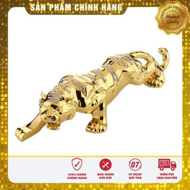 Tượng Báo Đúc Đồng Mạ Vàng Gắn Pha Lê Cao Cấp Trang Trí Taplo Xe Hơi, Ô Tô: Mã 72518 (Phụ kiện KaNa)