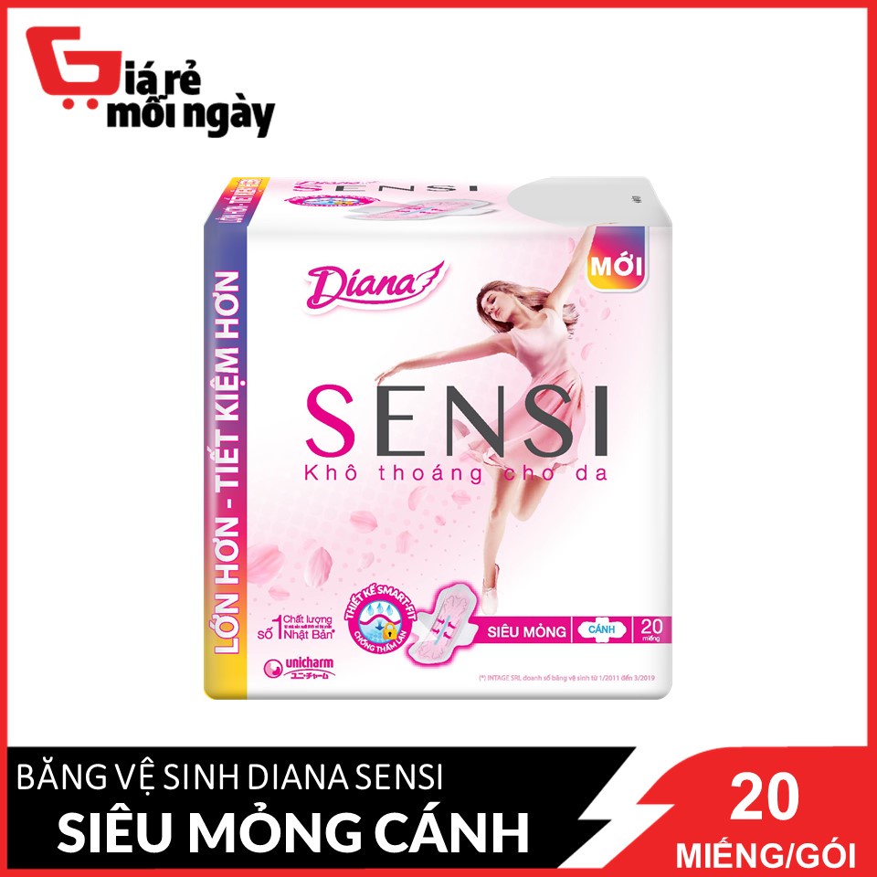 Băng vệ sinh Diana Sensi Siêu mỏng cánh 20 miếng/gói