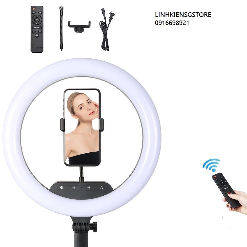 Đèn Live 36CM KT full bộ kèm chân đèn livestream nhiều máy make up spa trang điểm